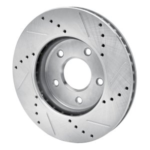 Chevrolet City Express Brake Rotor (1) - Front Left - R1 Concepts - Drilled & Slotted - Silver - `11-`25